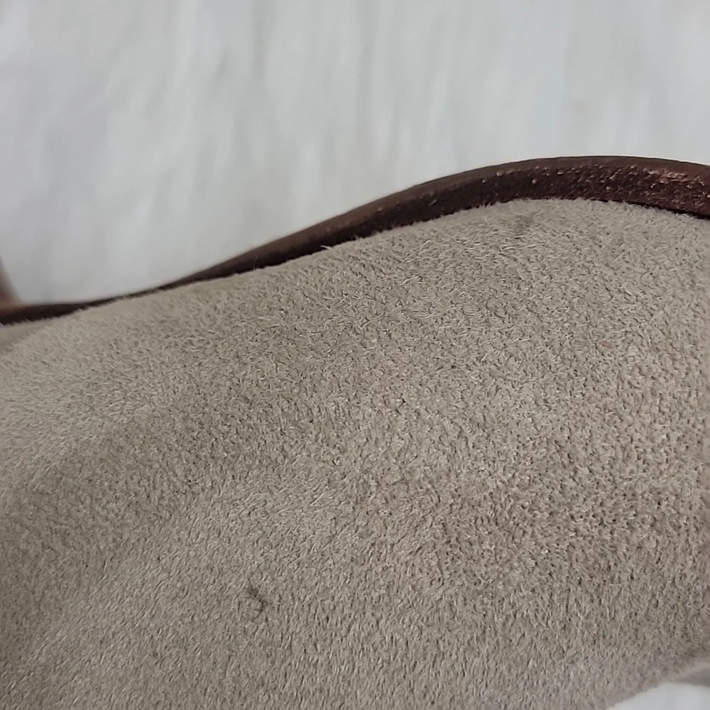 SAM EDELMAN Petty Taupe Suede Western Boho Preppy Zip Up Ankle Bootie Boots 10.5